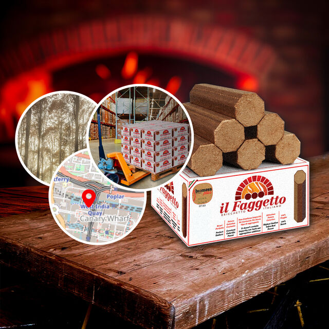 Delivery of Wood Fuel Briquettes to a Trattoria in London E14